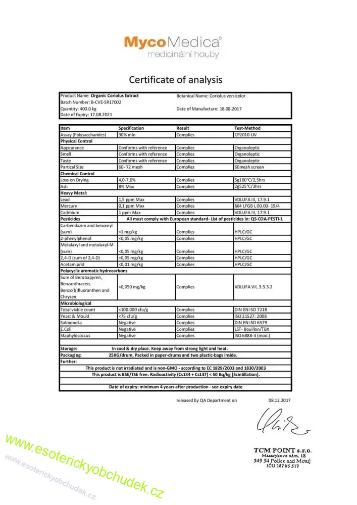 Coriolus 50 % - Outkovka pestrá - "veterinární přípravek" imunita