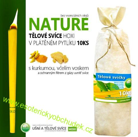TĚLOVÉ svíce HOXI NATURE - bez esenciálních olejů - v plátěném pytlíku 10ks