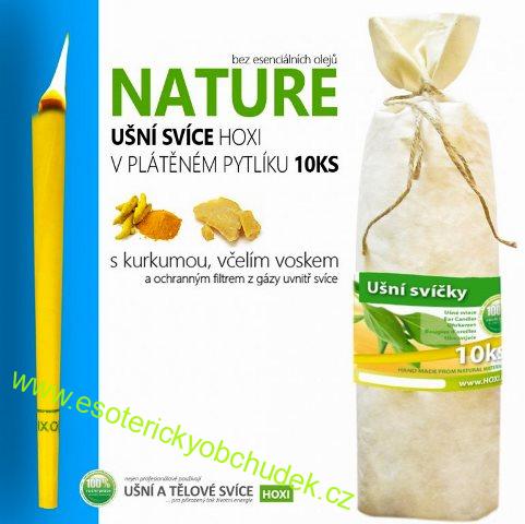 UŠNÍ svíce HOXI v plátěném pytlíku 10 ks - NATURE (bez esenciálních olejů