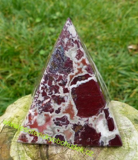 Pyramida - červený onyx 7,5 cm