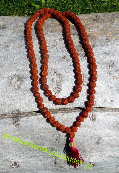Mala - Japamala - z oříšků rudraksha 8 mm