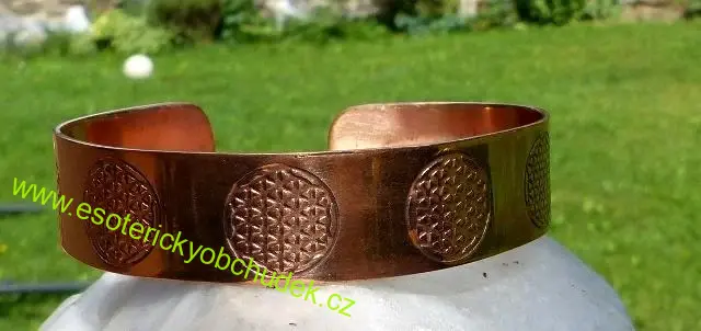 Náramek - měděný s gravírovaným květem života