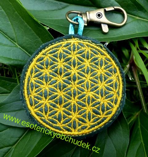 Přívěšek s výšivkou - Květ života 5 cm