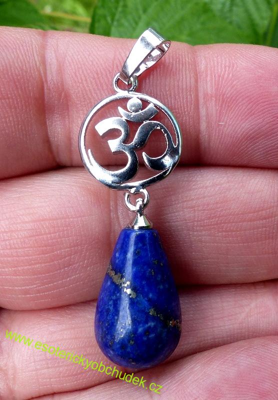Přívěsek z lapisu lazuli se symbolem ÓM 5 cm