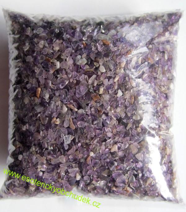 Ametyst drť - tromlovaná cca 2-3 mm - Namibie-  1 kg