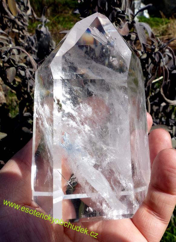 KŘIŠŤÁL - krásný krystal dobrušovaný (špice leštěná)11,3 cm 