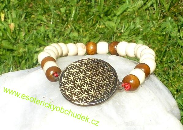 Náramek s amuletem květu života - staromosaz