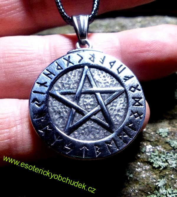 Runový Pentagram - ochrana, síla a poznání - nerez ocel