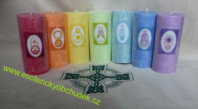 Přírodní ĆAKROVÉ VONNÉ SVÍCE z kvalitního palmového vosku - sada 7 ks