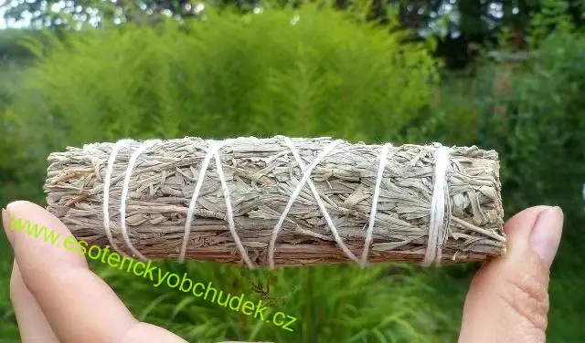Šalvěj modrá + pelyněk Shasta - šamanský svazek malý pro vykuřování cca 20 g (10 - 11 cm)
