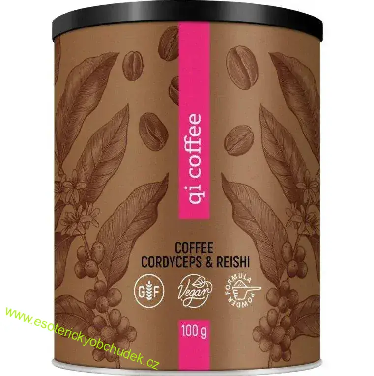 QI COFFEE 100G - kvalitní rozpustná káva s extrakty z vitálních hub, reiši a cordyceps - vitalita, koncentrace, výdrž, imunita