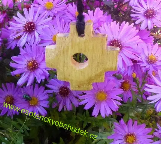 CHACANA (ANDSKÝ KŘÍŽ) - PALO SANTO - symbol ručně vyřezaný přívěsek na šňůrce