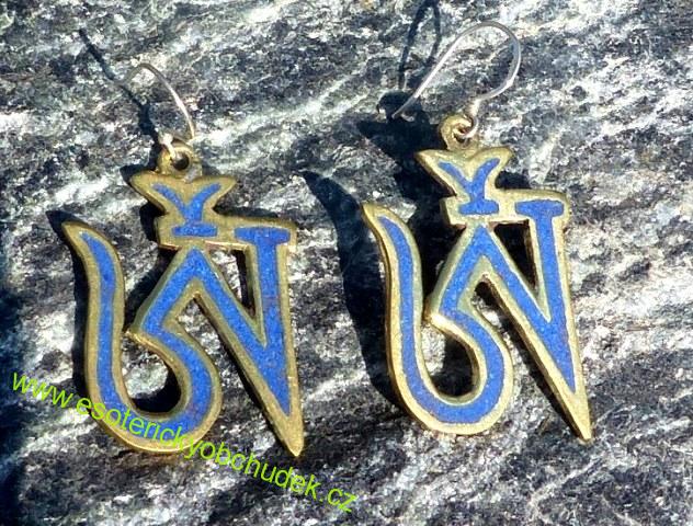 Naušnice - se symbolem ÓM - imitace lapis lazuli