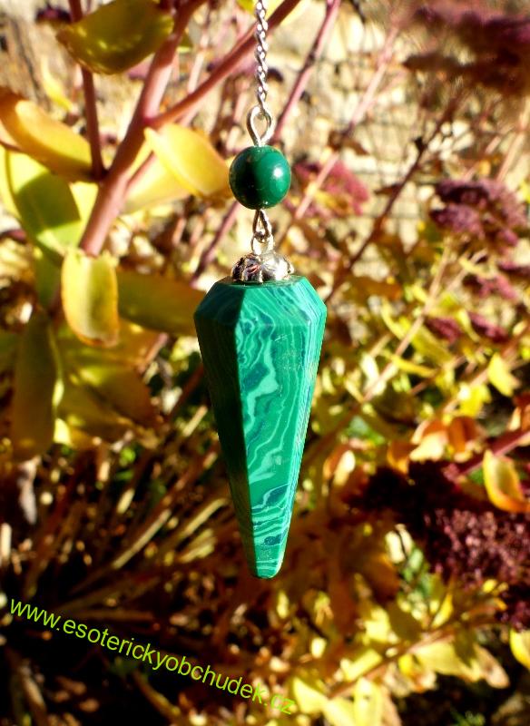 Kyvadlo malachit rec. - řetízek chir. ocel