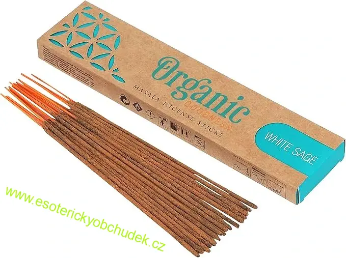 Přírodní vonné tyčinky Song of India - Organic masala WHITE SAGE - ŠALVĚJ BÍLÁ