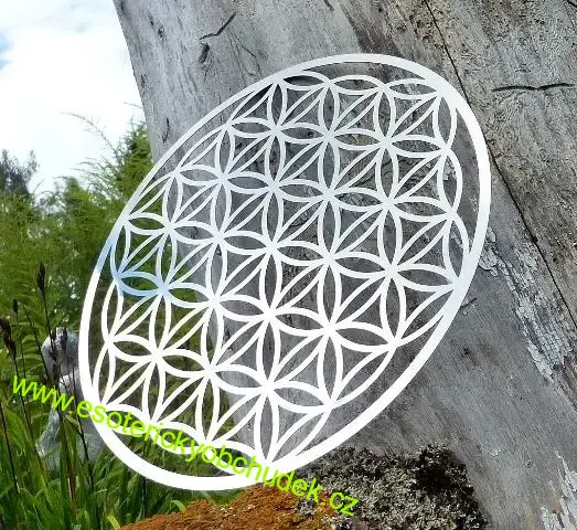 Symbol KVĚT ŽIVOTA z nerez oceli 44,5 cm - energetický zářič do prostoru