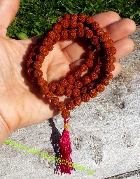 Mala - Japamala - z oříšků rudraksha 8 mm