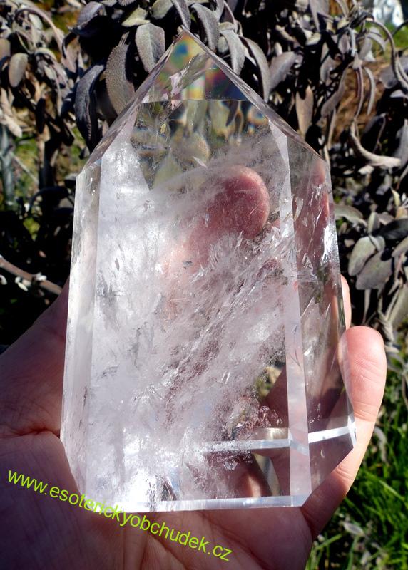 KŘIŠŤÁL - krásný krystal dobrušovaný (špice leštěná)11,3 cm 