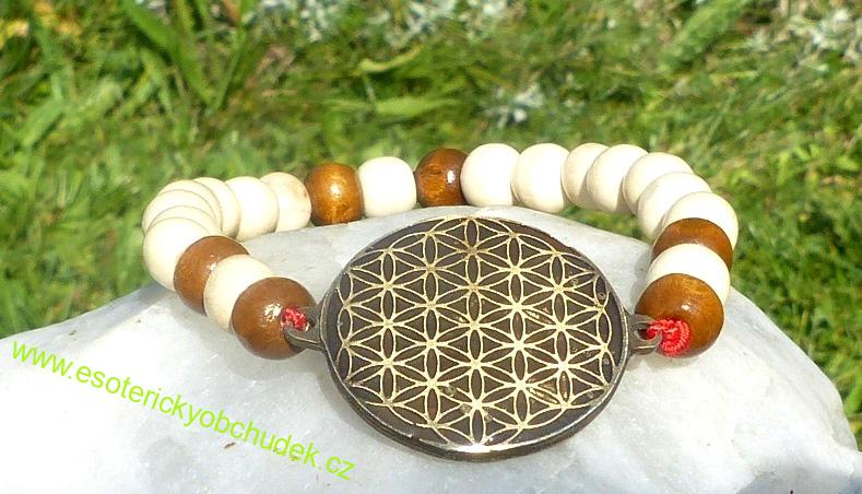 Náramek s amuletem květu života - staromosaz