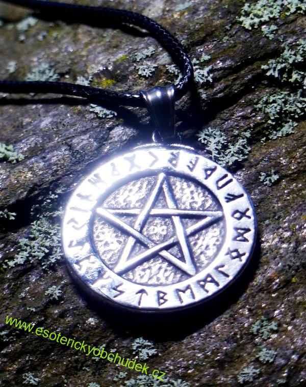 Runový Pentagram - ochrana, síla a poznání - nerez ocel