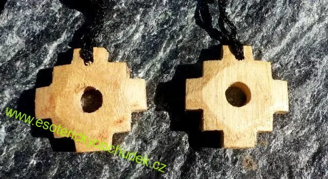 CHACANA (ANDSKÝ KŘÍŽ) - PALO SANTO - symbol ručně vyřezaný přívěsek na šňůrce