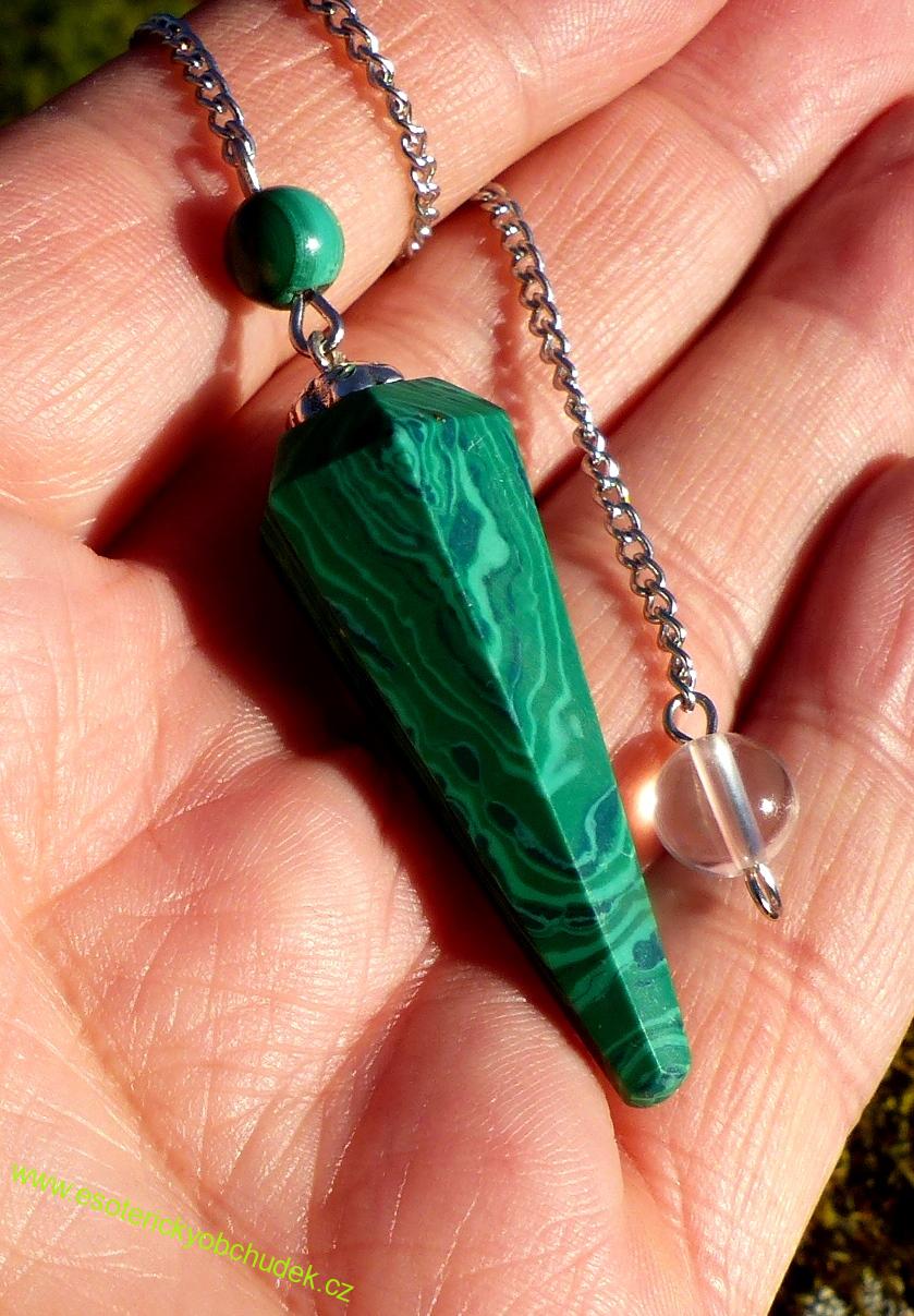 Kyvadlo malachit rec. - řetízek chir. ocel