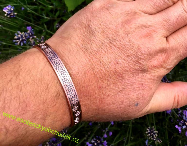 Náramek - měděný ¨ŘEKA ŽIVOTA¨ s magnety - výška 8 mm