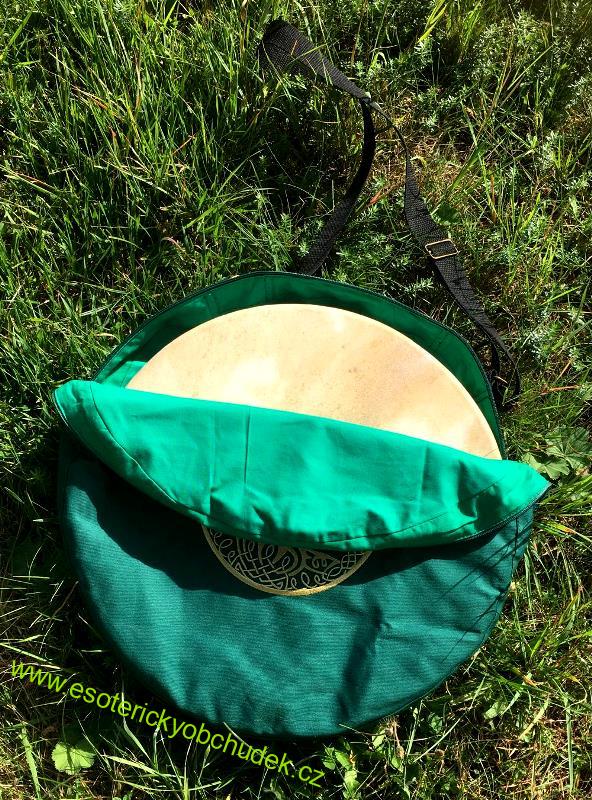 Taška na buben zelená se zipem s výšivkou 40 cm - motiv STROM ŽIVOTA