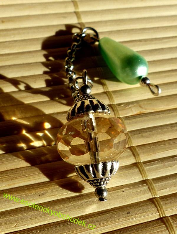 SRT  kyvadlo - z broušeného skla - Orient citrine - stříbrné