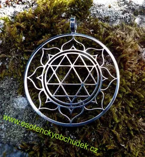 Přívěsek Šrí Durga jantra - nerez ocel 3,5 cm - skladem 1 ks