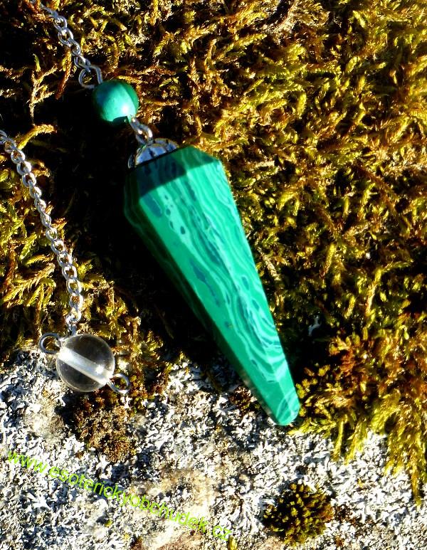 Kyvadlo malachit rec. - řetízek chir. ocel