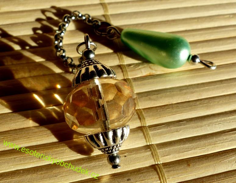 SRT  kyvadlo - z broušeného skla - Orient citrine - stříbrné