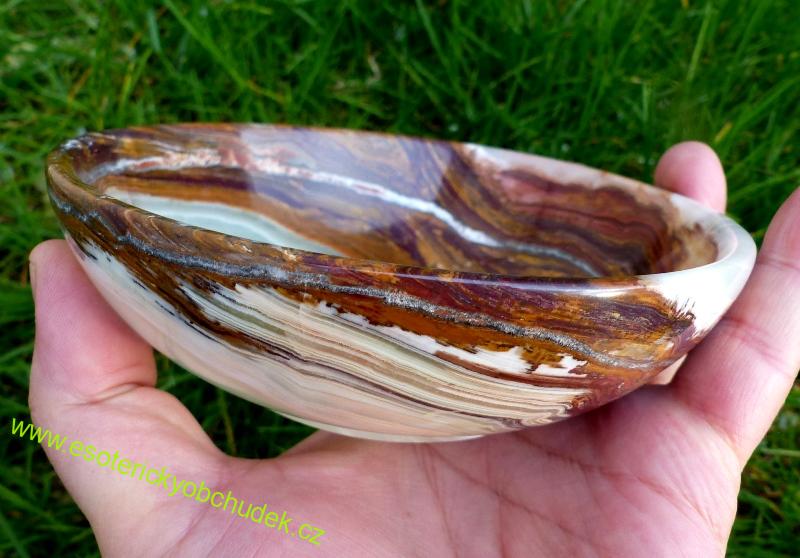 Stojánek (miska + písek) na vonné tyčinky a homole z aragonitu - průměr 15 cm