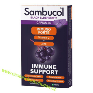 SAMBUCOL - IMMUNO FORTE + VITAMIN C + ZINEK 30 caps. - chřipka, nachlazení, imunita, bolest v krku, horečky