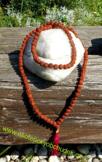 Mala - Japamala - z oříšků rudraksha 8 mm