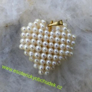 Přívěsek srdce - říční perly 3 cm - - cena do vyprodání zásob