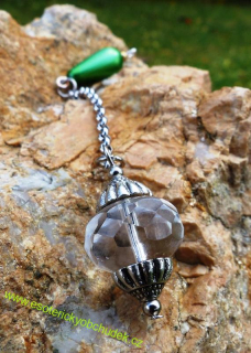 SRT  kyvadlo - z broušeného skla - Orient crystal - stříbrné