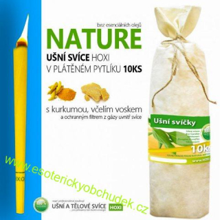 UŠNÍ svíce HOXI v plátěném pytlíku 10 ks - NATURE (bez esenciálních olejů