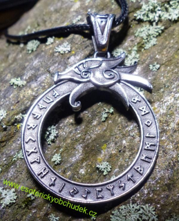 Uroboros - Drak s runami - vnitřní síla, jednota, rozhodování - nerez ocel