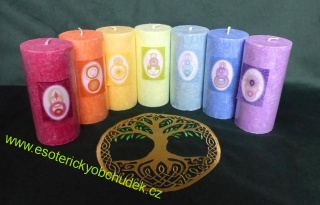 Přírodní ĆAKROVÉ VONNÉ SVÍCE z kvalitního palmového vosku - sada 7 ks