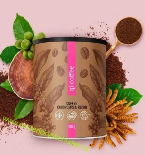 QI COFFEE 100G - kvalitní rozpustná káva s extrakty z vitálních hub, reiši a cordyceps - vitalita, koncentrace, výdrž, imunita