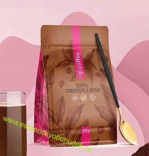 QI COFFEE XXL 200G - kvalitní rozpustná káva s extrakty z vitálních hub, reiši a cordyceps - vitalita, koncentrace, výdrž, imunita