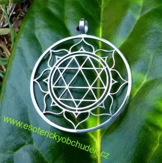 Přívěsek Šrí Durga jantra - nerez ocel 3,5 cm 