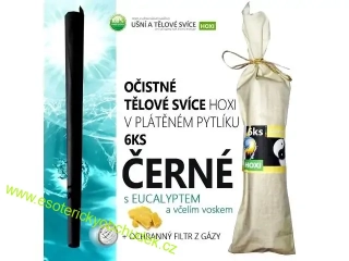 Očistné TĚLOVÉ svíce HOXI ČERNÉ S EUKALYPTEM v plátěném pytlíku 6ks