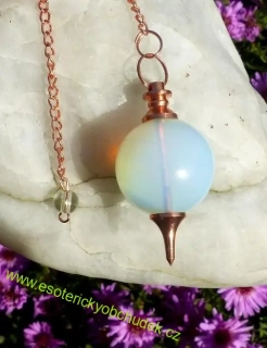 Siderické kyvadlo Opalit (synt. měsíční kámen) s poměděnou špicí