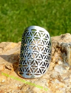 Prsten s květem života postříbřený