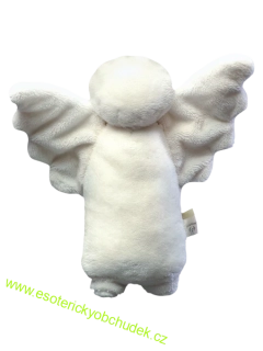 Anděl utěšitel, plyšový anděl s krystalky, 28 cm