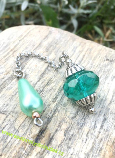 SRT kyvadlo - z broušeného skla - Orient emerald - stříbrné
